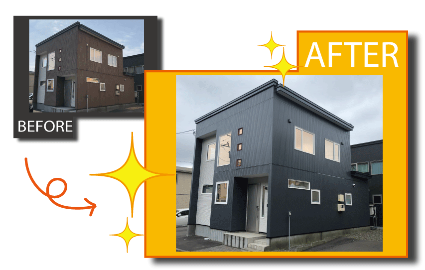 室蘭市知利別町の外壁と屋根塗装の施工事例