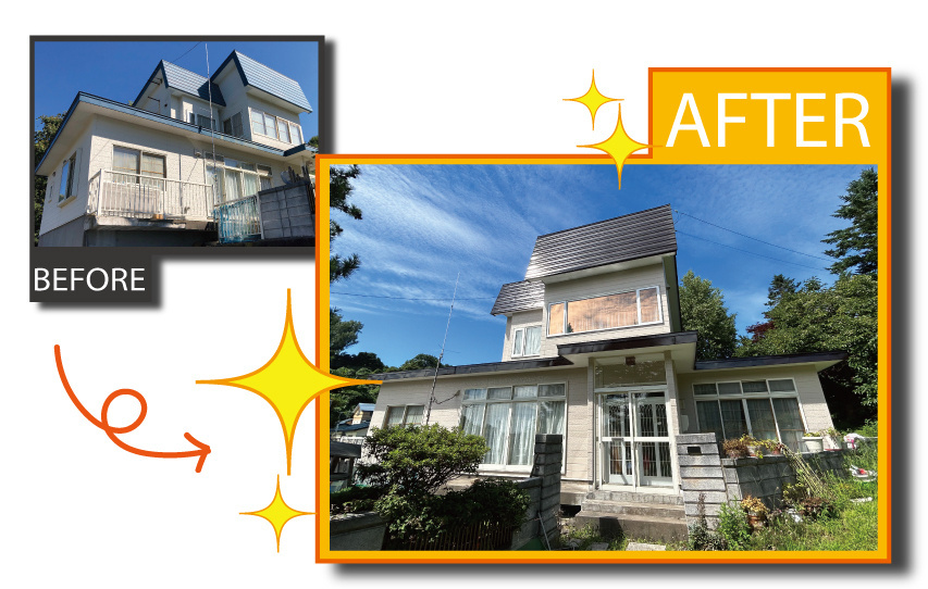 室蘭市崎守町の外壁と屋根塗装の施工事例