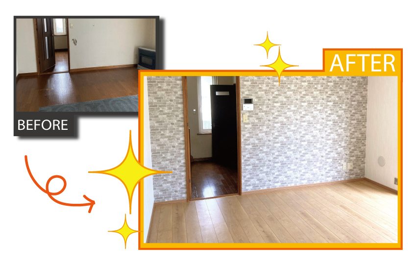床と壁紙のリフォーム施工事例