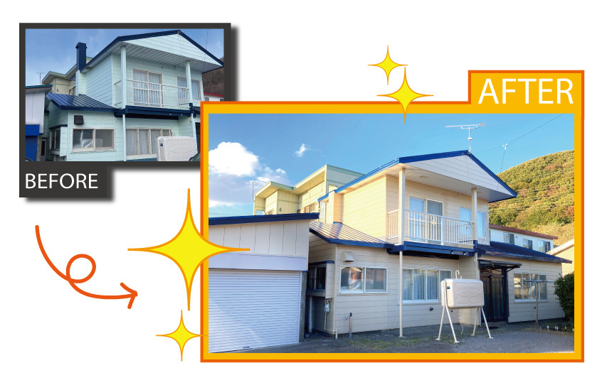 登別市美園町の外壁と屋根塗装の施工事例