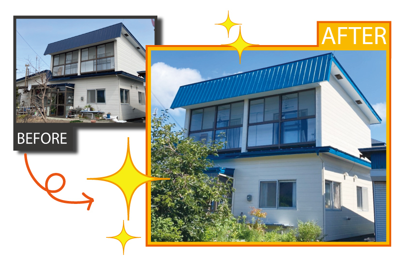 伊達市舟岡町の外壁塗装と屋根塗装の施工事例