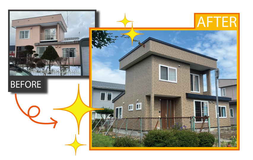 登別市千歳町の外壁張替と屋根葺替の施工事例